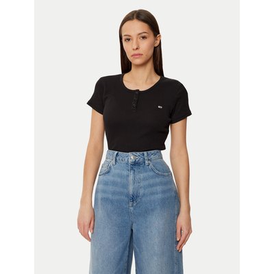 Tommy Jeans T-Shirt DW0DW19502 Schwarz Slim Fit