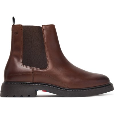 Klassische Stiefeletten Tommy Hilfiger Corporate Casual Lth Chelsea FM0FM05966 Braun