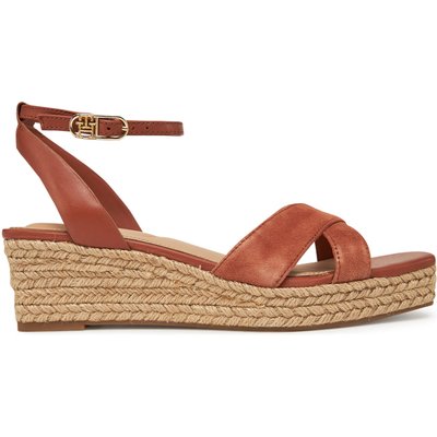 Espadrilles Tommy Hilfiger Leather & Suede Mid Wedge Espad FW0FW08804 Braun