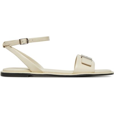 Sandalen Calvin Klein Flat Sandal W/Ck Hw - Lth HW0HW02367 Écru