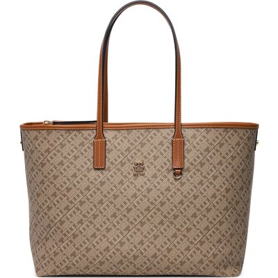 Handtasche Tommy Hilfiger Th Monoplay Leather Tote AW0AW17416 Hellbeige