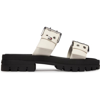 Pantoletten Tommy Jeans Tjw Buckle Straps Sandal EN02966 Creme