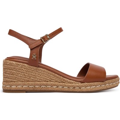 Espadrilles Tommy Hilfiger Th Monogram Leather Wedge Espadrilles FW0FW09340 Braun