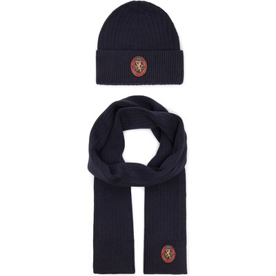 Set Schal und Mütze Tommy Hilfiger Th Crest Giftpack AM0AM14586 Dunkelblau