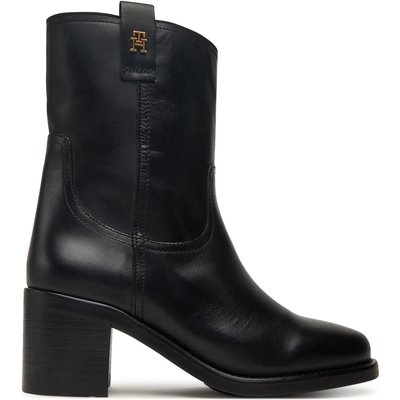 Stiefeletten Tommy Hilfiger Riding Lthr Mid Boot Block Heel FW0FW08776 Schwarz