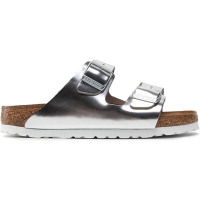 Pantoletten Birkenstock Arizona Metallic 1005961 Silberfarben