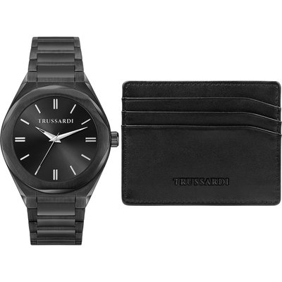 Uhr und Kartenetui Set Trussardi R2453156007 Schwarz