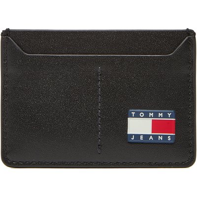 Kreditkartenetui Tommy Jeans Tjm Heritage Leather Cc Holder AM0AM13410 Schwarz