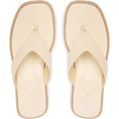 Zehentrenner Calvin Klein Block Heel Espa 50 Thong Lth HW0HW02902 Beige
