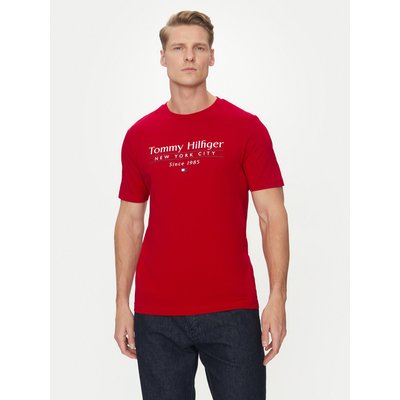 Tommy Hilfiger T-Shirt Center Stack MW0MW38621 Rot Regular Fit
