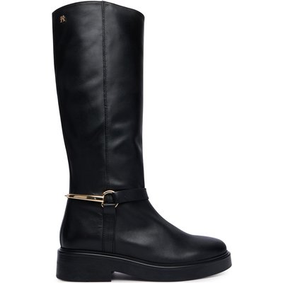 Klassische Stiefel Tommy Hilfiger Th Stud Leather Knee Riding Boot FW0FW09608 Schwarz
