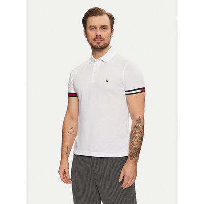 Tommy Hilfiger Poloshirt Flag Cuff MW0MW37518 Weiß Slim Fit