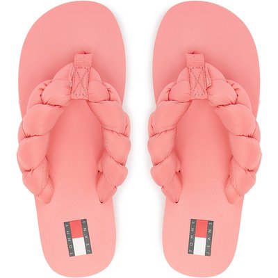 Zehentrenner Tommy Jeans Braided Thong Beach Sandal EN0EN02877 Rosa