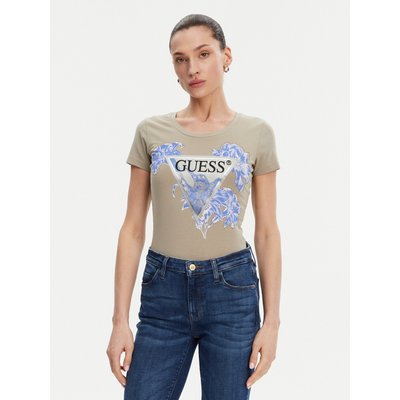 Guess T-Shirt W5GI08 J1314 Khakifarben Slim Fit