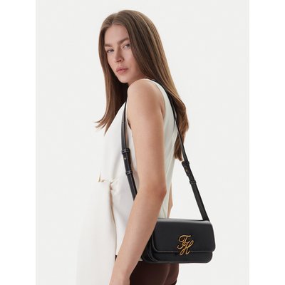 Handtasche Tommy Hilfiger Th Script Flap Crossover AW0AW18399 Schwarz