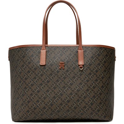 Handtasche Tommy Hilfiger Th Monoplay Leather Tote AW0AW17416 Schwarz