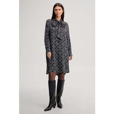 Cornflower-Hemdblusen-Kleid in Schwarz-Ecru gemustert