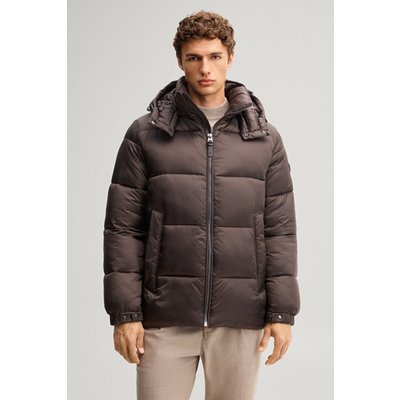 Steppjacke mit Kapuze in Dunkelbraun