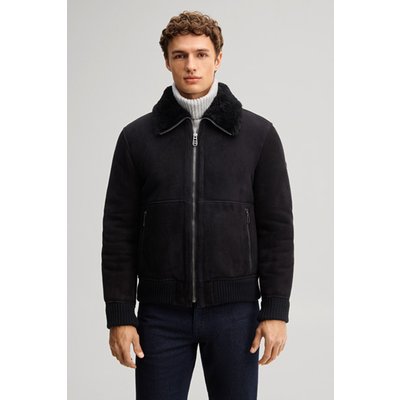 Lederjacke aus Lammvelours in Schwarz