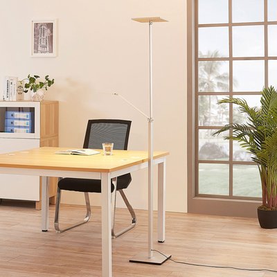 Eckiger LED-Deckenfluter Jernika mit Leselicht