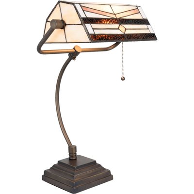 Schreibtischleuchte 5193 im Tiffany-Design, creme