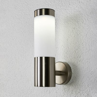 Zylindrische LED-Solarwandlampe Aleeza, Edelstahl