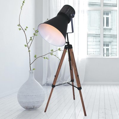 Dreibeinige Stehleuchte Hoody aus Holz u. Metall