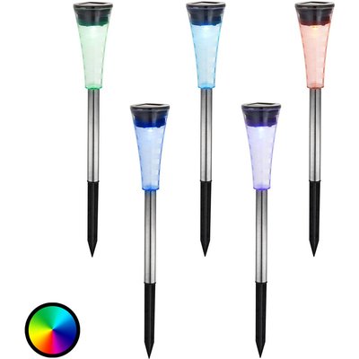 Fünferset Solarleuchte Navin m. RGB-Farbwechsel