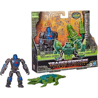 Transformers Rise of the Beasts Combiner 2-pack Optimus Primal and Skull Cruncher Action Figures