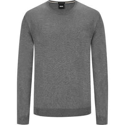 BOSS Pullover aus Schurwolle mit Rundhalsausschnitt
