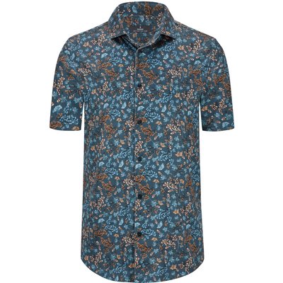 Ragman Glattes Kurzarmhemd mit floralem Print