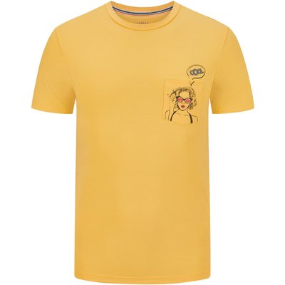 Ragman Stretch-T-Shirt mit Cartoon-Print auf Brusttasche