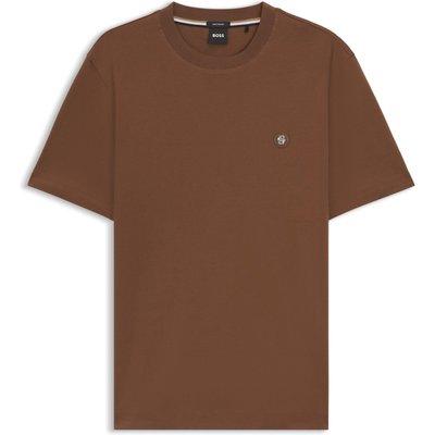 BOSS T-Shirt aus merzerisierter Baumwolle mit Label-Aufnäher