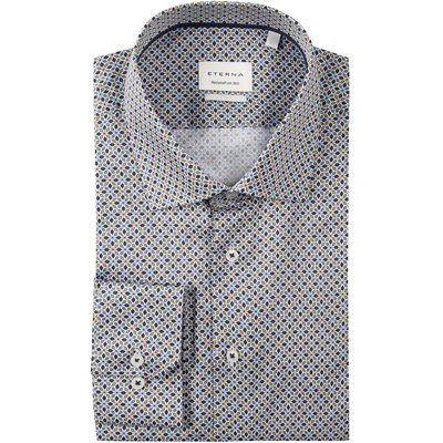 Eterna Bügelfreies Hemd mit geometrischem Muster, Modern Fit