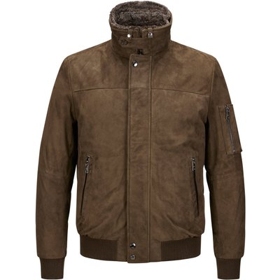Milestone Wattierter Lederblouson mit Cord-Struktur