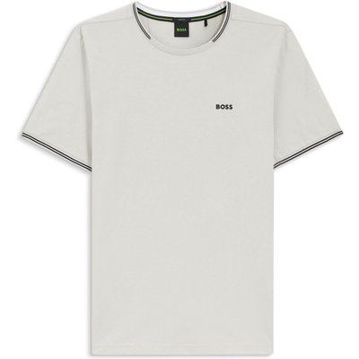 BOSS GREEN T-Shirt aus softem Stretch-Piqué mit Kontrastbündchen