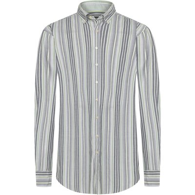 Fynch-Hatton Gestreiftes Baumwollhemd mit Button-Down-Kragen, Extralang