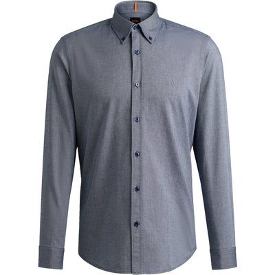 BOSS ORANGE Oxfordhemd aus melierter Baumwolle, Regular Fit