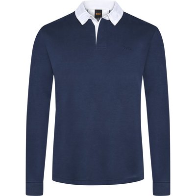 BOSS Langarm-Poloshirt mit Kontrastkragen
