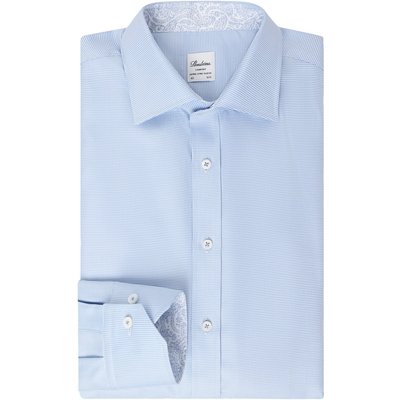 Stenströms Hemd aus Twofold Super Cotton mit Pepitamuster und Ausputz, Extralang