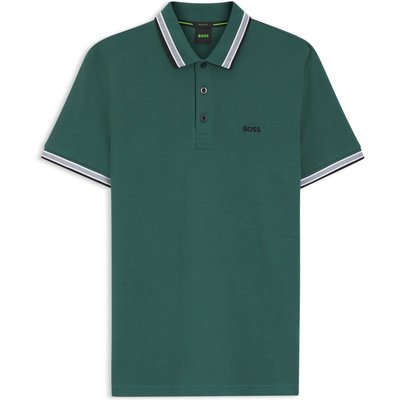 BOSS GREEN Piqué-Poloshirt mit Kontrastbündchen, Regular Fit