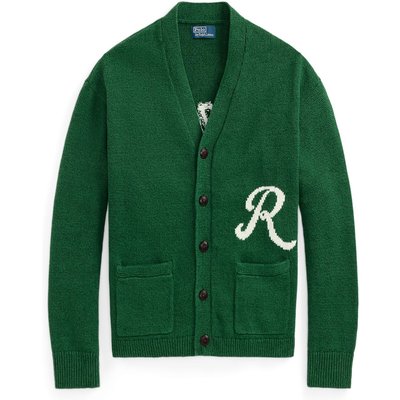 Polo Ralph Lauren Strickjacke mit Leinenanteil und Ralph-Schriftzug auf Rücken