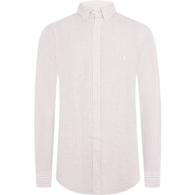 Polo Ralph Lauren Gestreiftes Leinenhemd mit Button Down-Kragen