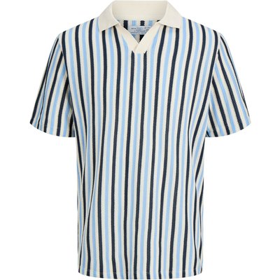 Jack & Jones Leichtes Strick-Poloshirt aus einem gestreiften Baumwoll-Mix