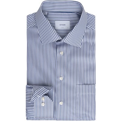 Eton Gestreiftes Twill-Hemd aus Baumwolle mit Brusttasche, Classic Fit