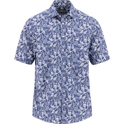 Fynch-Hatton Extralanges Kurzarmhemd aus Baumwolle mit Beach-Print