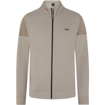 BOSS GREEN Sweatjacke in Piqué-Qualität mit Kontrastdetails