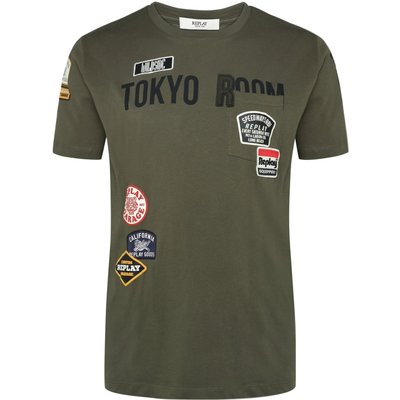 Replay T-Shirt Tokyo Room mit diversen Patches und Brusttasche