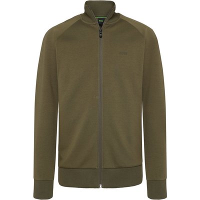 BOSS GREEN Sweatjacke mit Raglanärmeln und Umlegekragen