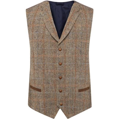 Tom Rusborg Weste aus Harris Tweed mit Fischgrätmuster